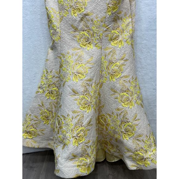 NWT Mac Duggal 66801 Metallic Brocade Strapless Bustier Gown Lemon Size 14W - Picture 10 of 14